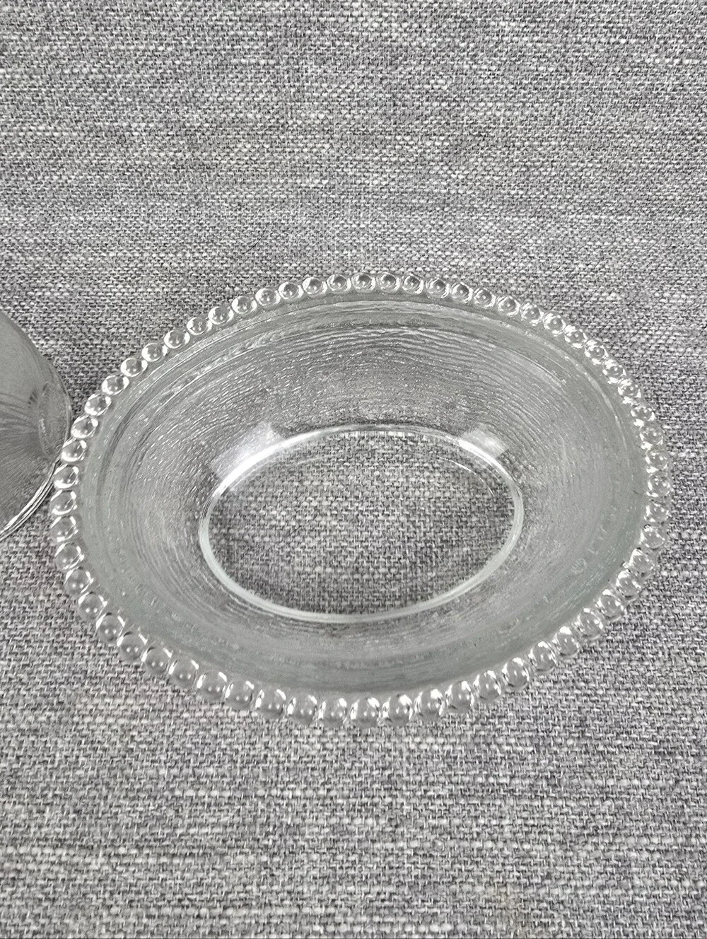 Vtg Indiana Glass Bunny On Nest Clear Candy Dish